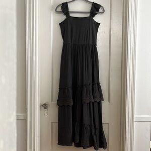 Mia Joy Size 14 Girls Asymmetrical Lace Tiered Maxi Dress Slate Gray